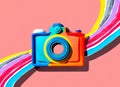 Abstract representation of the concept of camera using dynamic shapes and colors