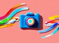 Abstract representation of the concept of camera using dynamic shapes and colors