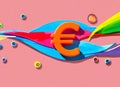 abstract representation of the concept of euro using dynamic shapes and colors