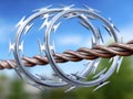 Abstract Representation of Confinement Rusty Barbed Wire and Metallic Rings Royalty Free Stock Photo
