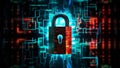 Abstract Padlock Securing the Cyber Domain