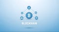 Blockchain Network Technology with Bitcoin, Finance, and Digital Icons Royalty Free Stock Photo