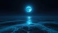 An abstract representation of the deep ocean surface, its azure depths reflecting the absent light of a New Moon in a digital Royalty Free Stock Photo