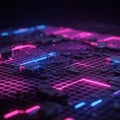 Abstract representation of a digital circuit board featuring intricate grid patterns