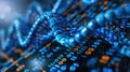 DNA Data Stream: Digital Code and Genetic Information in a Technological Abstract Royalty Free Stock Photo