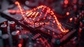Genetic Code Visualization on Computer Chip with Binary Data Stream in Red Color Royalty Free Stock Photo