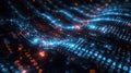Digital Code Matrix: Binary Data Stream with Blue and Orange Glowing Elements Royalty Free Stock Photo