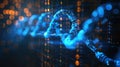 Abstract Digital DNA Helix Structure with Binary Code Background, Technology Concept Royalty Free Stock Photo
