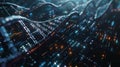 Futuristic DNA Structure Visualization with Binary Code and Abstract Background Royalty Free Stock Photo
