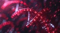 Genetic Code Binary Stream with Red DNA Strand Visualization on Dark Background Royalty Free Stock Photo