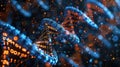 Digital DNA Helix with Binary Code, Abstract Futuristic Technology Background Royalty Free Stock Photo