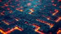 Abstract representation of a digital maze with AI-driven algorithms navigating through