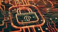 Cyber Security Lock Digital Technology Background with Abstract Circuit Board. Royalty Free Stock Photo
