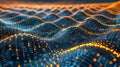 Abstract Network of Glowing Particles and Lines with Wavy Pattern Formation Royalty Free Stock Photo