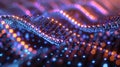 Cybernetic Circuit Board with Digital Binary Data Stream and Artistic Light Bokeh Royalty Free Stock Photo
