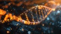 DNA Helix with Binary Code Overlay - Digital Transformation and Genetic Research Royalty Free Stock Photo