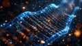 Digital Binary DNA Helix Structure on Dark Background with Futuristic Glow Royalty Free Stock Photo