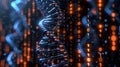 DNA Helix and Binary Code Background: Genetic Data Stream Visualization Royalty Free Stock Photo