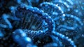 DNA Double Helix Structure with Blue Light and Molecular Particles Floating Around Royalty Free Stock Photo