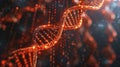 DNA Double Helix With Binary Code Stream, Scientific Genetic Research, and Futuristic Technology Con Royalty Free Stock Photo