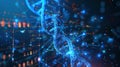 DNA Molecule Digital Structure with Binary Code Background and Futuristic Data Visualization Royalty Free Stock Photo