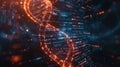 Digital DNA Double Helix Structure with Futuristic Binary Code and Data Stream Royalty Free Stock Photo