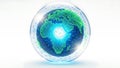 Abstract glowing earth network inside a transparent sphere Royalty Free Stock Photo