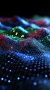 Abstract network with interconnected points creating digital wave pattern. Royalty Free Stock Photo