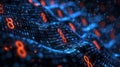 Abstract Binary Code Stream with Glowing Red Eights: A Data Flow Visual Royalty Free Stock Photo