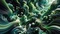 Abstract Organic Flow With Vibrant Green Shades and Floating Spheres in the Design Royalty Free Stock Photo
