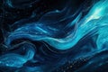 Abstract representation of flowing water featuring vibrant digital waves and luminous patterns in blue and teal Royalty Free Stock Photo