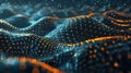 Abstract Wavy Grid Background with Glowing Nodes and Connections Representing Futuristic Technology Royalty Free Stock Photo