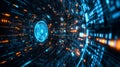 An abstract representation of futuristic hexagons and circuit boards, symbolizing high-tech computer innovation and