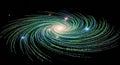 Digital Galaxy Swirl Binary Code Nebula in Space Royalty Free Stock Photo
