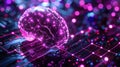 Glowing Brain on Circuit Board: Artificial Intelligence Concept with Futuristic Light Royalty Free Stock Photo