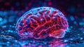 Brain Visualization with Glowing Neural Networks Representing Artificial Intelligence Royalty Free Stock Photo