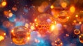 Molecular Structure Golden Liquid with Bokeh Effect Background, A Scientific Visualization Royalty Free Stock Photo