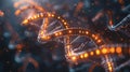 Digital DNA Helix Structure with Binary Code Glowing in a Dark Scientific Background Royalty Free Stock Photo