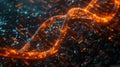 Glowing Digital DNA Helix with Binary Code: Futuristic Science and Technology Royalty Free Stock Photo