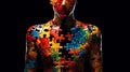 Human form made of puzzle pieces