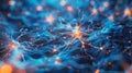 Abstract representation of the human nervous system with neural networks and synapse