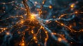 Abstract representation of the human nervous system with neural networks and synapse