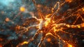 Abstract representation of the human nervous system with neural networks and synapse