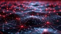 Abstract Connected Dots with Red Glowing Nodes Representing Big Data Network Royalty Free Stock Photo