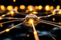 Abstract representation of interconnected neurons emitting light signals in digital space. Dark background enhances Royalty Free Stock Photo