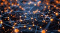 Abstract Network Connection Structure with Glowing Nodes and Connecting Lines on Dark Background Royalty Free Stock Photo