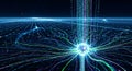 Abstract Neural Network with Glowing Synapses and Data Flow brain artificial intelligence Royalty Free Stock Photo