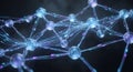 Neural network nodes glowing futuristic technology digital connection innovation data science blue purple dark background Royalty Free Stock Photo