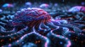 Abstract Neural Network Octopus with Digital Connections and Futuristic Glow Royalty Free Stock Photo