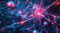 Neural Network Connection: Abstract Visualization of Brain Cells with Glowing Synapses Royalty Free Stock Photo